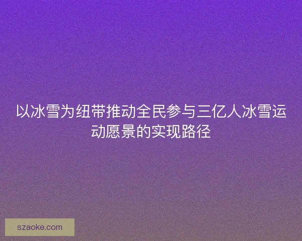 以冰雪为纽带推动全民参与三亿人冰雪运动愿景的实现路径