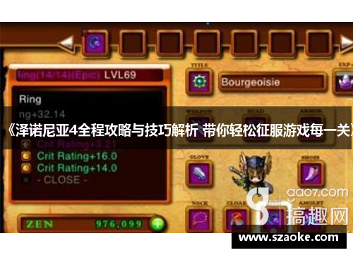 《泽诺尼亚4全程攻略与技巧解析 带你轻松征服游戏每一关》
