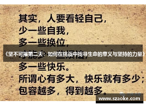 《坚不可摧第二天：如何在挑战中找寻生命的意义与坚持的力量》